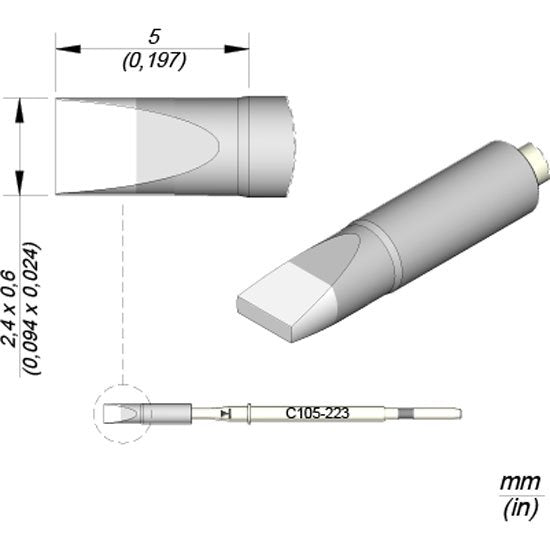 JBC 2.4 x 0.6mm Cartridge Chisel