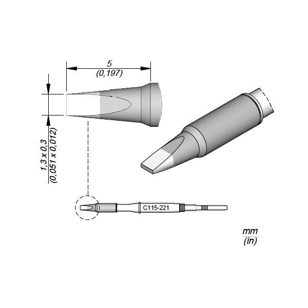 JBC Cartridge Chisel 1.3x0.3