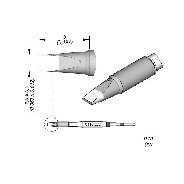 JBC Cartridge Chisel 1.6x0.3