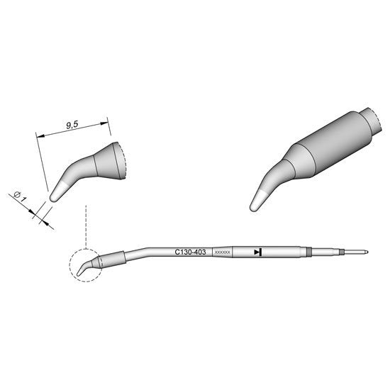 JBC 1.2mm Bent Conical Solder Feed Cartridge Tip
