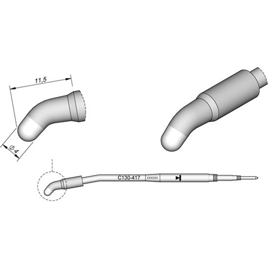 JBC 3.9mm Bent Conical Solder Feed Cartridge Tip
