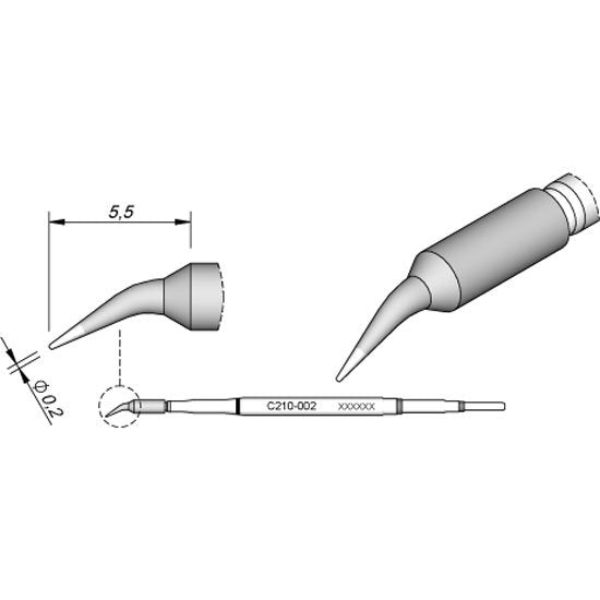 JBC 0.2mm Bent Conical Micro Cartridge Tip