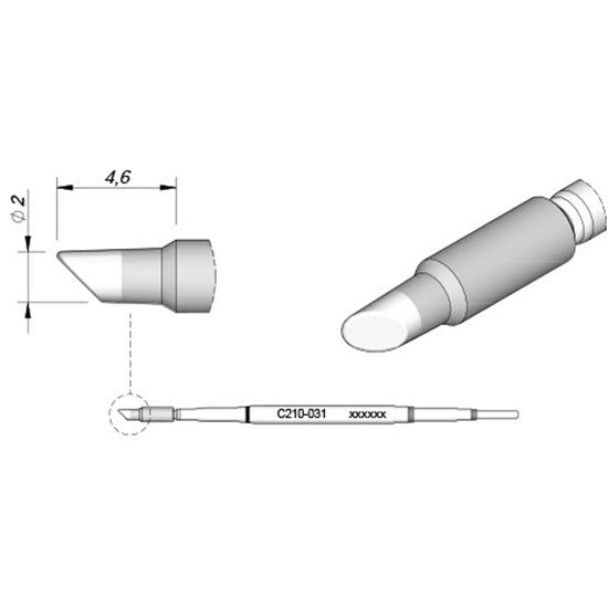 JBC Cartridge Bevel Ã˜ 2 