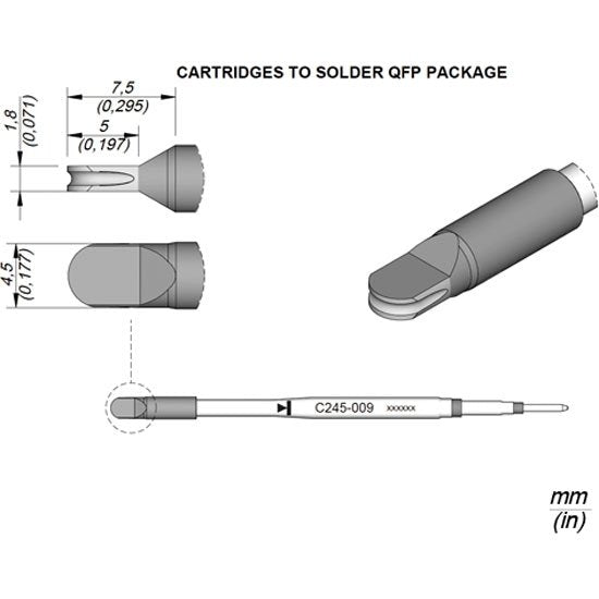 JBC 4.5mm QFP Standard Cartridge Tip