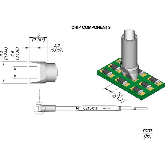 JBC 3.4mm Chip Components Standard Cartridge Tip