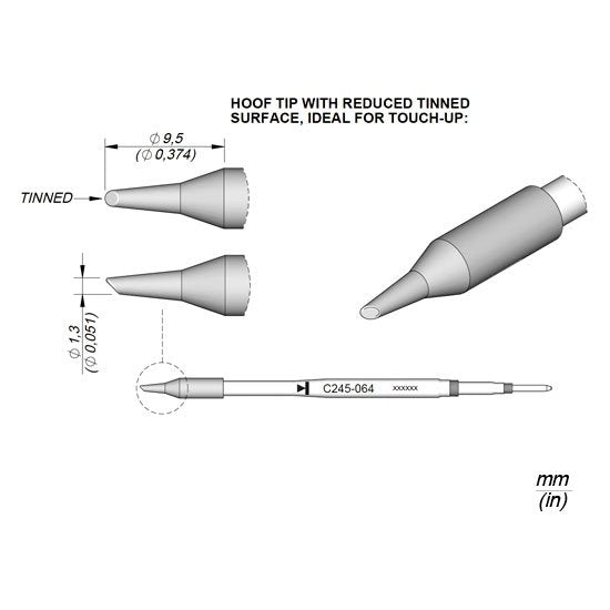 JBC 1.3mm Mini-Wave Standard Cartridge Tip