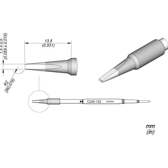 JBC 1.5x0.5mm R2 Specialist Cartridge Tip