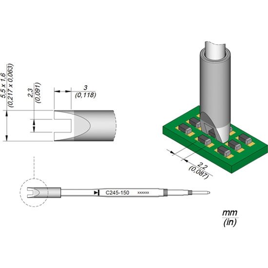 JBC 3.5mm Chip Components Standard Cartridge Tip