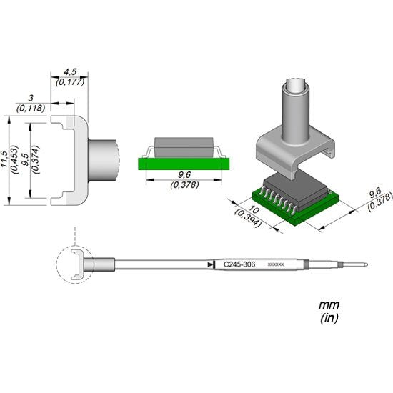 JBC 10x9.6mm Dual In-Line IC Standard Cartridge Tip