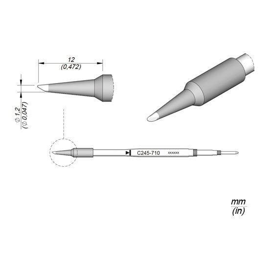 JBC 1.2mm Bevel Standard Cartridge Tip
