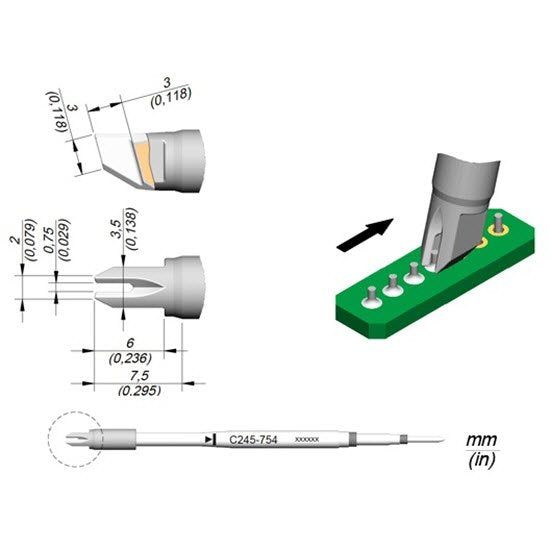JBC Through Hole Drag Soldering Tip
