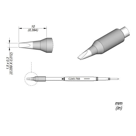 JBC 1.5 x 0.3mm Standard Cartridge Tip