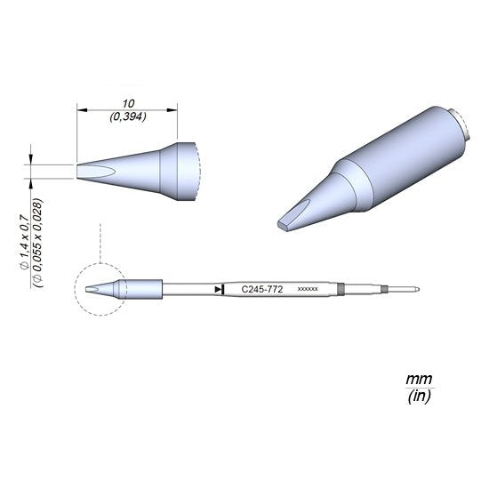 JBC 1.4 x 0.7mm Nickel Specialist Cartridge Tip