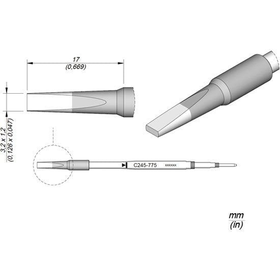 JBC Cartridge Chisel 3,2 x 1,2