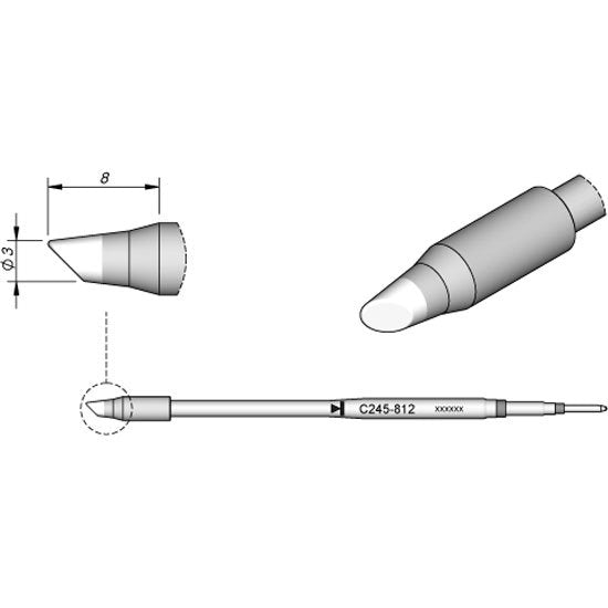 JBC 3mm Bevel Cartridge Tip 20mm Longer