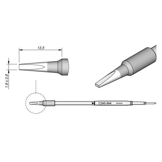 JBC 1.8mm Chisel Cartridge Tip 20mm Longer