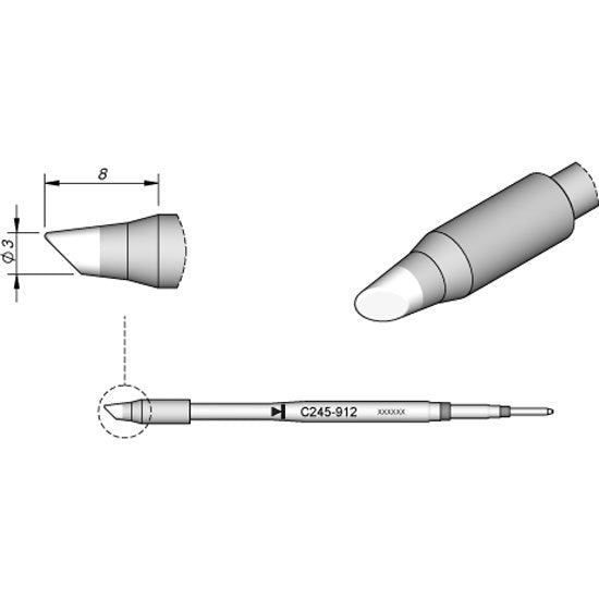 JBC 3mm Bevel Cartridge Tip