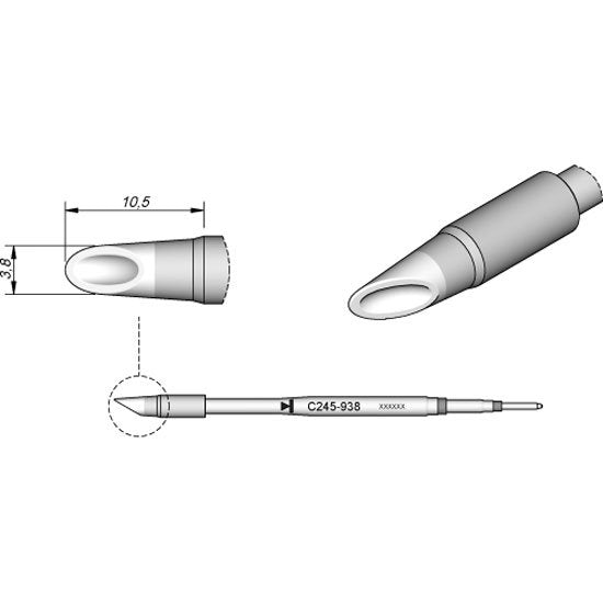 JBC 3.8mm Bevel Mini-Wave Standard Cartridge Tip