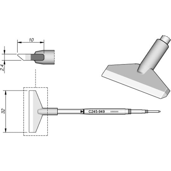 JBC 32mm IC Blade Type Cartridge Tip