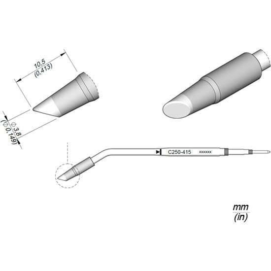 JBC 3.8mm AL250 Auto-Feed Iron Cartridge Tip