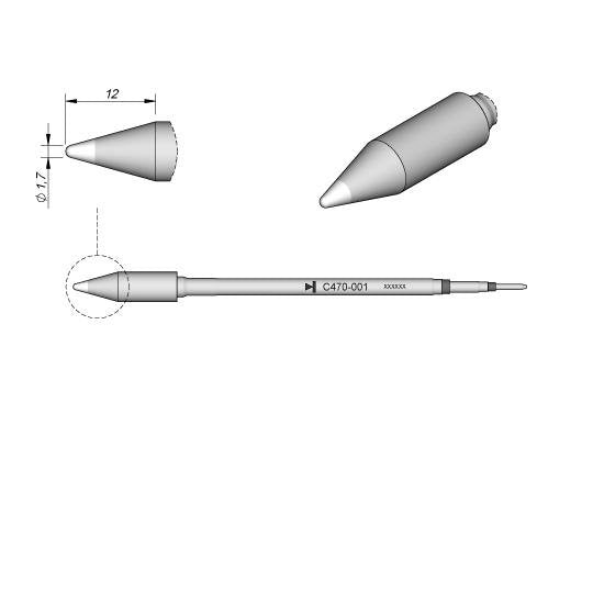 JBC 1.7mm Conical Heavy Duty Cartridge Tip