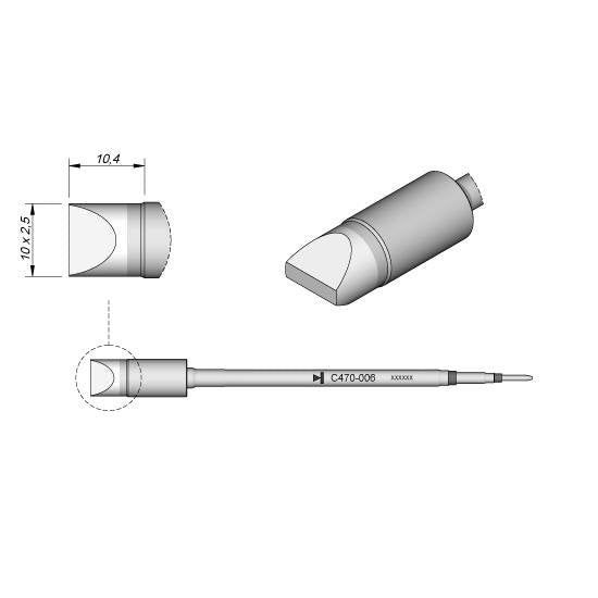 JBC 10.0x2.5mm Chisel Heavy Duty Cartridge Tip