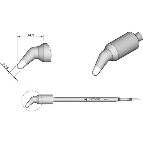 JBC 3.5mm Bent Conical Duty Cartridge Tip