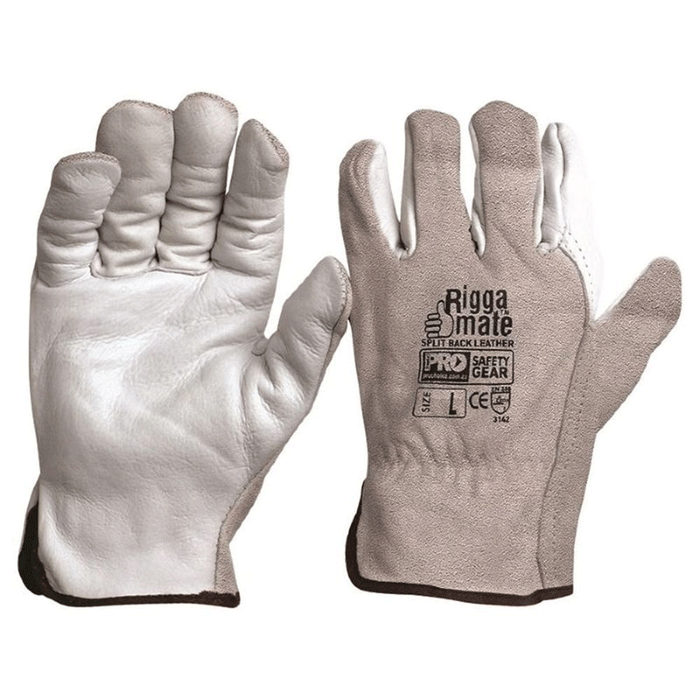 Pro Choice Safety Riggamate Natural Cowgrain Palm / Split Back Gloves