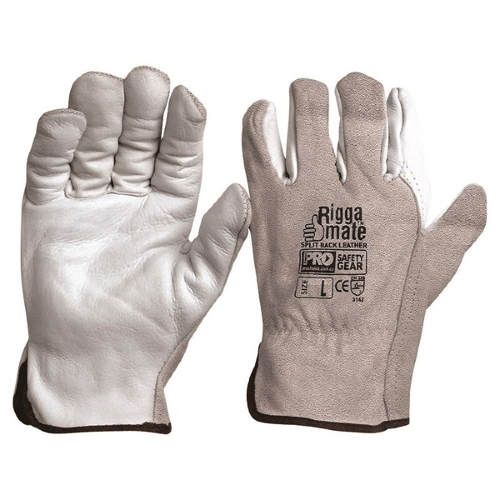 Pro Choice Safety Riggamate Natural Cowgrain Palm / Split Back Gloves