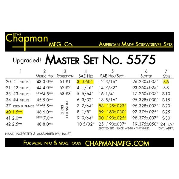 Chapman 5575 Master Set
