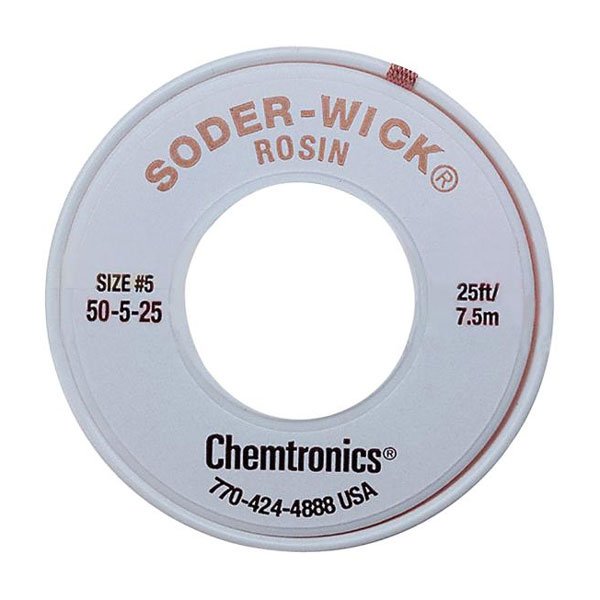 Soder-Wick Rosin Flux Desoldering Braid, 3.7mm-25ft (50-5-25)