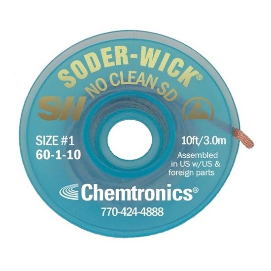 Soder-Wick No Clean Desolder Braid, 0.8mm-10ft (60-1-10)