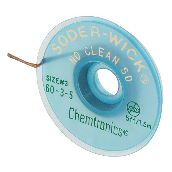 Soder-Wick No Clean Desolder Braid 2mm-5ft (60-3-5)