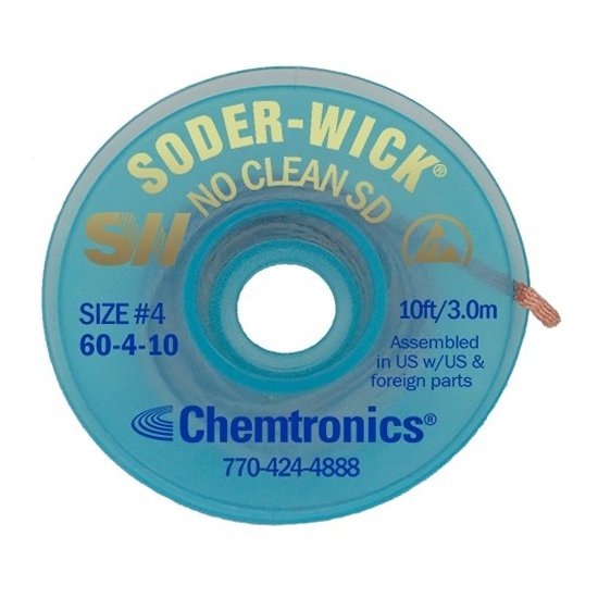 Soder-Wick No Clean Desolder Braid, 2.8mm-10ft (60-4-10)