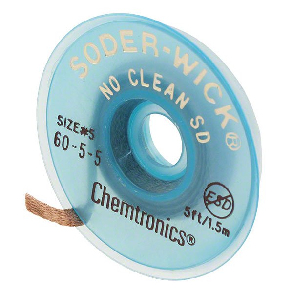 Soder-Wick No Clean Desolder Braid 3.7mm-5ft (60-5-5)