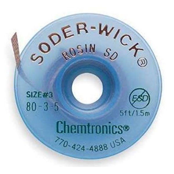 Soder-Wick Rosin Flux Desolder Braid 2mm-5ft (80-3-5)
