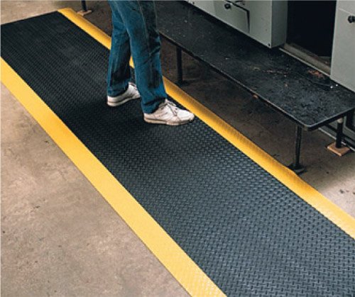 Brady Checker Plate Ultra Soft Mat, L1500mm x W900mm, Vinyl, Yellow/Black