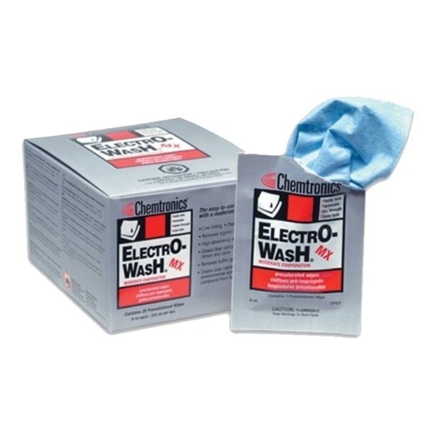 Chemtronics Electro-Wash MX Presaturated Wipes, 25 Pack