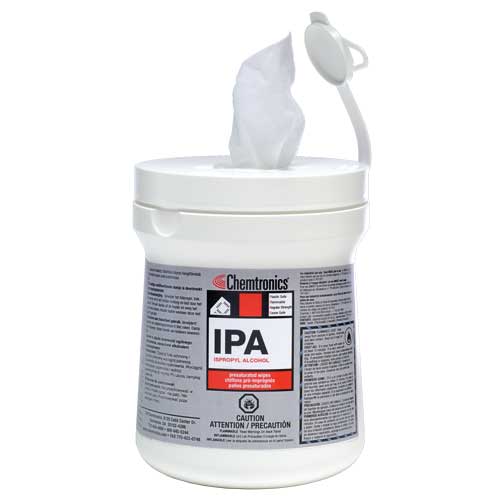 Chemtronics IPA Presaturated Wipes, Tub of 100