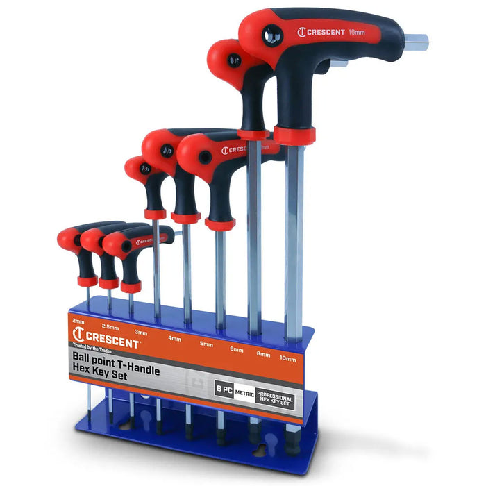 Crescent 8 Piece Ball Point T-Handle Hex Key Set