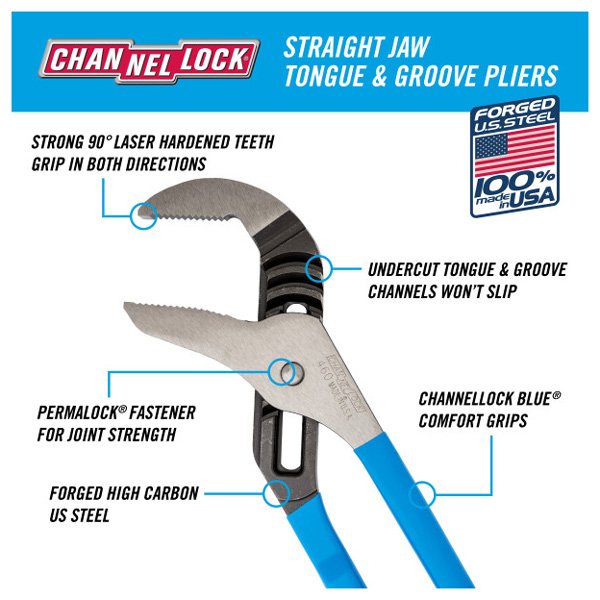 Channellock 460 Straight Jaw 406mm Tongue & Groove Pliers 