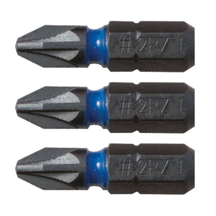 CK Blue Steel Impact Screwdriver Bit 25mm PZ2 Card of 3