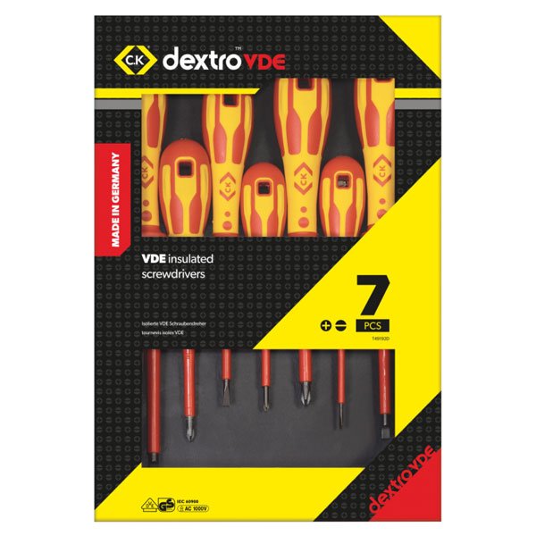 CK Dextro VDE Screwdriver Slotted & PH Set, 7 Piece