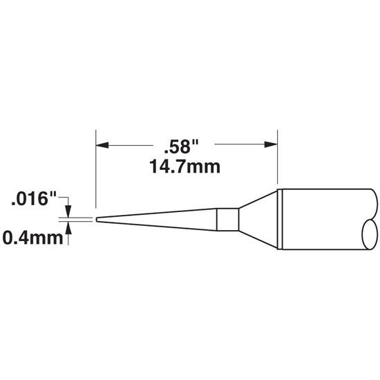 Metcal Cartridge Conical 0.4MM X 15MM Lg