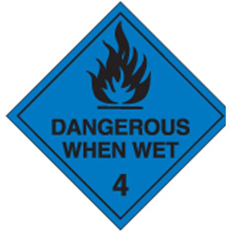 Brady Dangerous Goods Signs - Dangerous When Wet 4, H250mm x W250mm, Polypropylene, Blue/Black