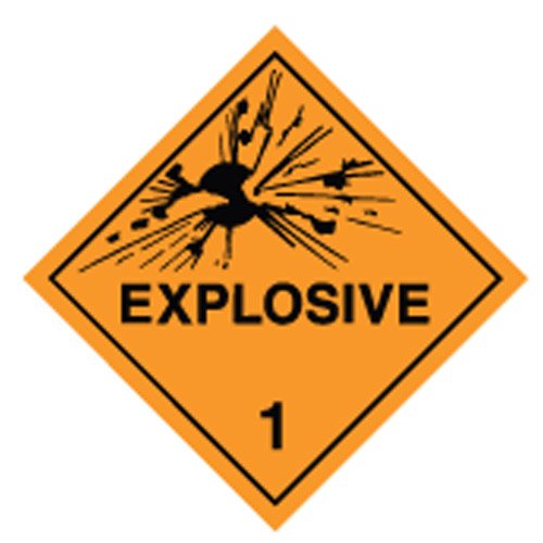 Brady Dangerous Goods Signs - Explosive 1, H250mm x W250mm, Polypropylene, Orange/Black