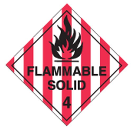 Brady Dangerous Goods Signs - Flammable Solid 4, H250mm x W250mm, Polypropylene, Red/White/Black