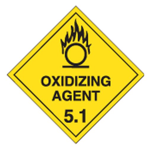 Brady Dangerous Goods Signs - Oxidizing Agent 5.1, H250mm x W250mm, Polypropylene, Yellow/Black