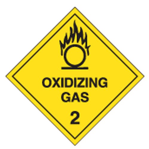Brady Dangerous Goods Signs - Oxidizing Gas 2, H250mm x W250mm, Polypropylene, Yellow/Black