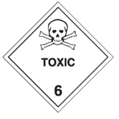 Brady Dangerous Goods Signs - Toxic 6, H250mm x W250mm, Polypropylene, White/Black